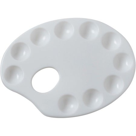 Pacon Paint Trays, Palette-Shaped, Plastic, 10-Paint Well, White PAC5923